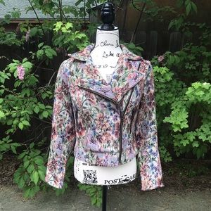 Free People Floral Tapestry Moto Jacket
